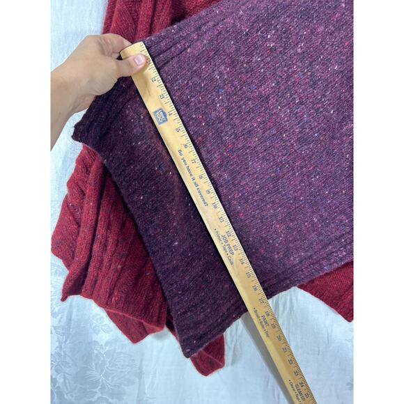 Bonner Of Ireland Poncho Purple Burgundy Speckled Cable Knit Small Cape Irish - Picture 10 of 10